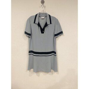 Red Valentino Dress Womens 44 Blue Black Short Sleeve Polo Dressy Stripe
